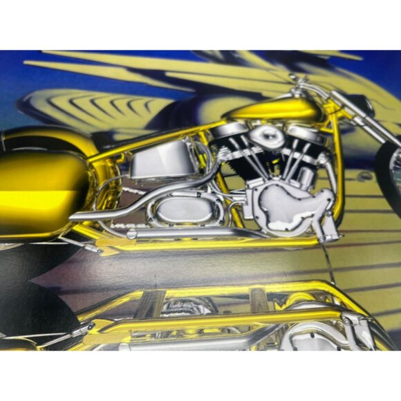 LE GM Harley Davidson motorcycle print artwork signed 2/50 water 16x12" READ - Picture 4 of 8